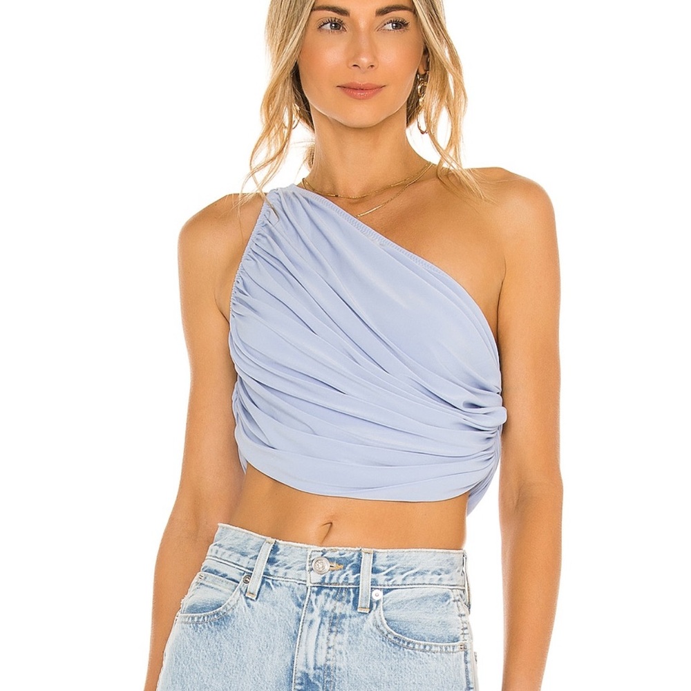 Norma Kamali x Revolve Diana Crop in Celestial Blue
